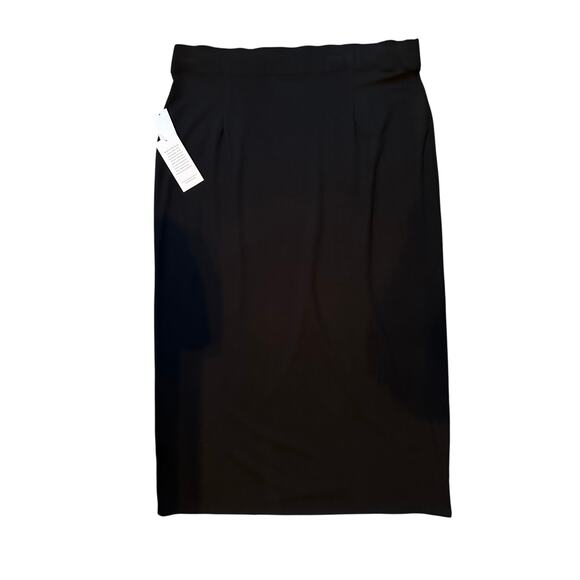 NWT Eileen Fisher Black Pull-On Stretch Midi Skirt Size L CapsuleWardrobe